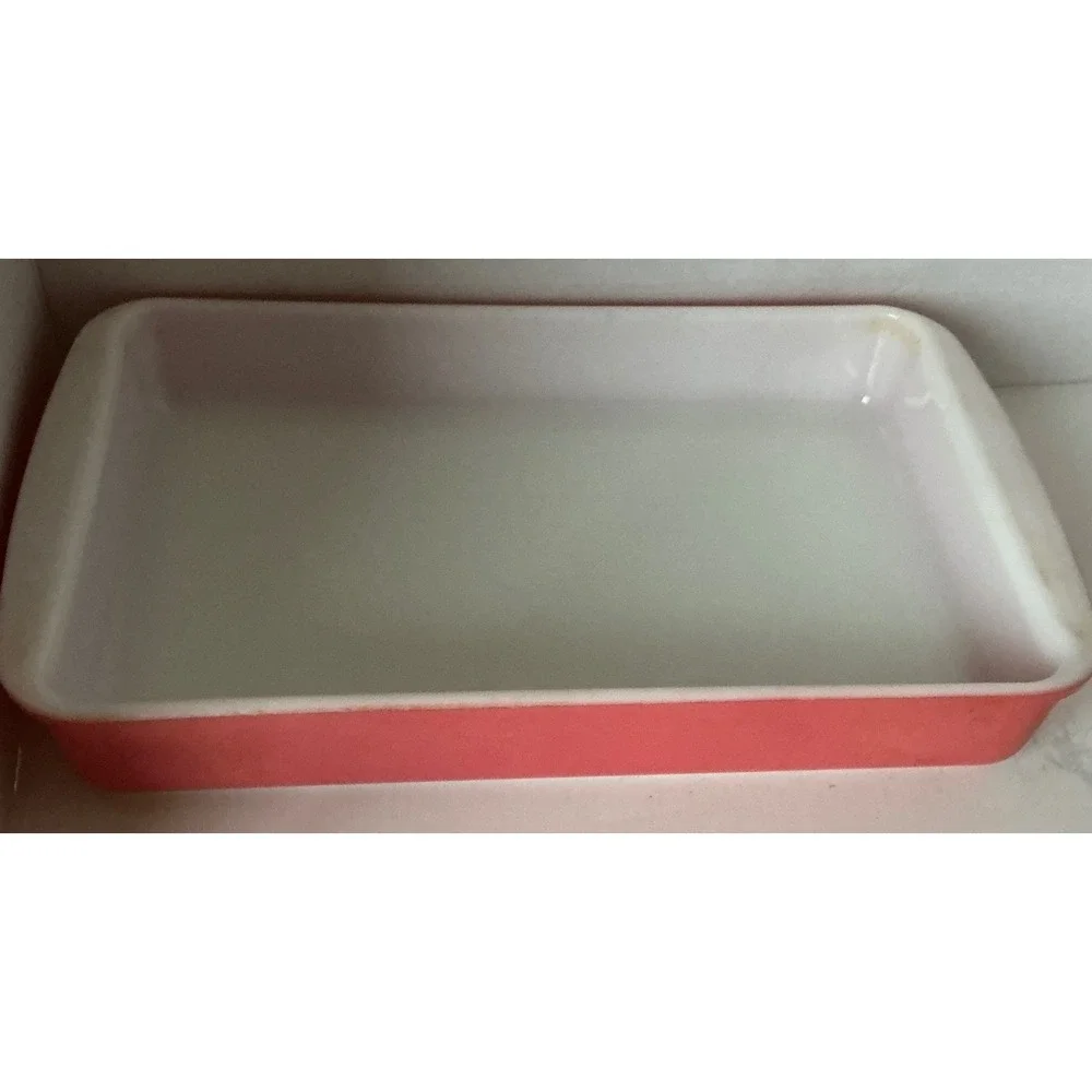 Vintage Pink Pyrex Glass Rectangular Baking Dish Casserole 10x6.5 Mid-Century